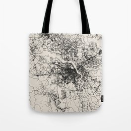 Hanoi Vietnam City Map - Black and White Aesthetic Tote Bag