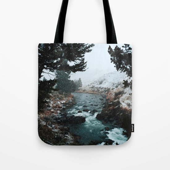 Rustic Creek in snow Tote Bag