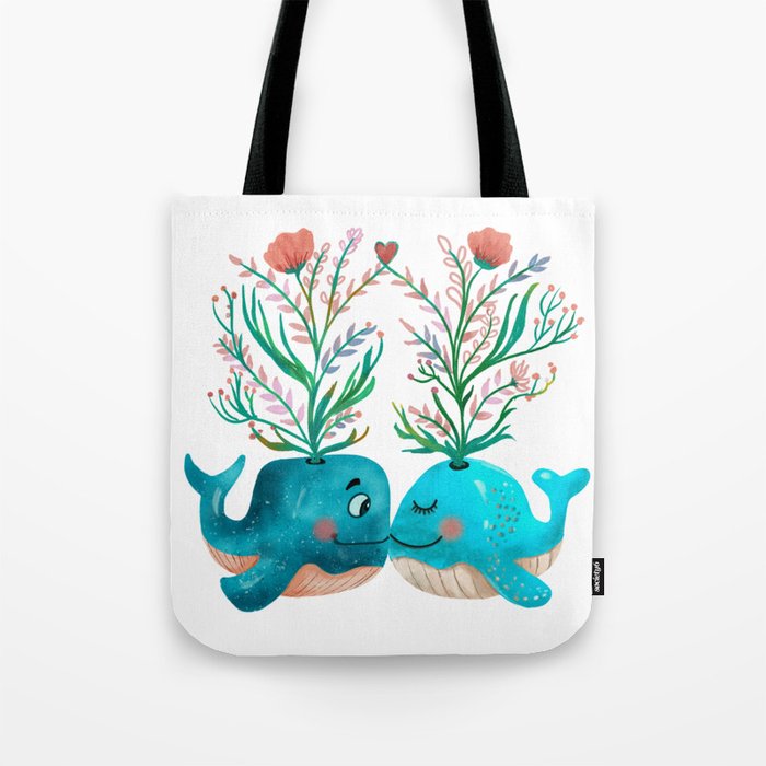 Whales in love Tote Bag