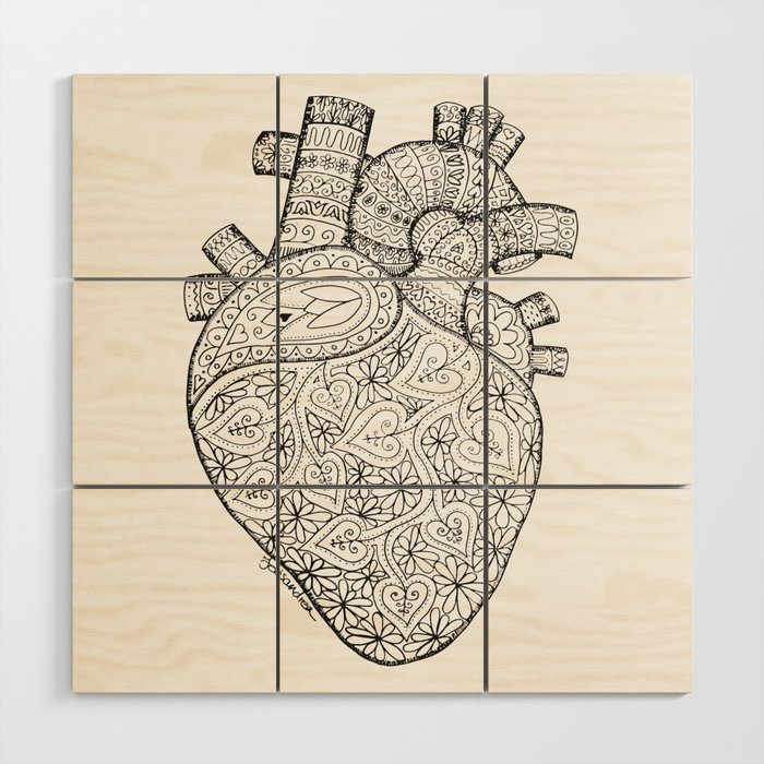 Heart Anatomy organ-mandala Wood Wall Art