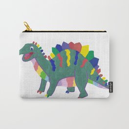 Colorful Stegosaurus Dinosaur Rainbow Pattern with Green Body Carry-All Pouch