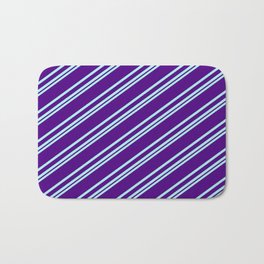 [ Thumbnail: Turquoise & Indigo Colored Striped Pattern Bath Mat ]