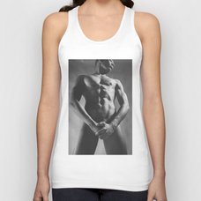 Photograph Erotic style with Nude muscular man wearing a gasmask #E0026  Tank Top by Dreampictures