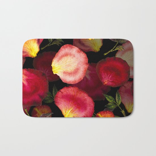 Rose Petal Pattern on Black 02 Bath Mat