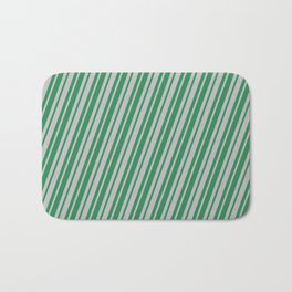 [ Thumbnail: Sea Green and Grey Colored Stripes Pattern Bath Mat ]