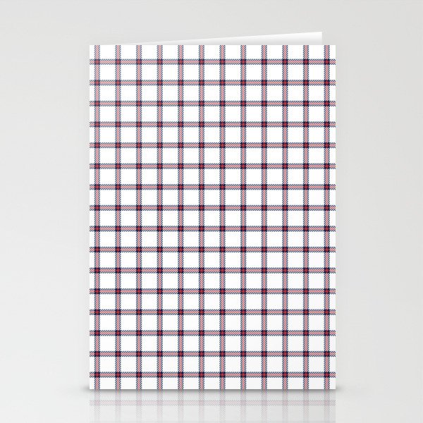 White and Red Farmhouse Style Gingham Check Stationery Cards