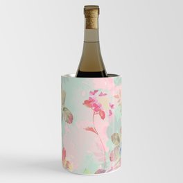 Vintage botanical blush pink mint green floral pattern Wine Chiller
