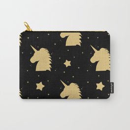 cute gold unicorn silhouette on black background Carry-All Pouch