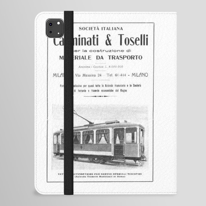 Old Italian Retro Vintage Advertising Lithograph Milano Tram Bus Line iPad Folio Case
