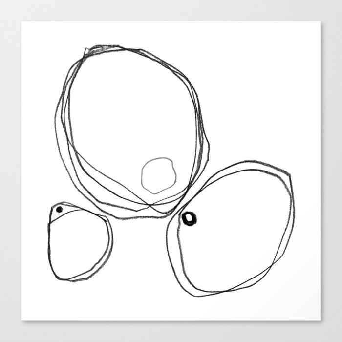 Three Shapes Minimalist Abstract Line Drawing Canvas Print By