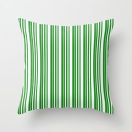 [ Thumbnail: Forest Green & Mint Cream Colored Pattern of Stripes Throw Pillow ]
