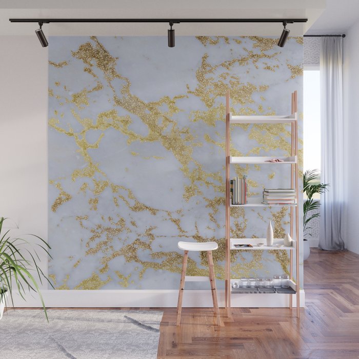 Awesome trendy modern faux gold glitter marble  Wall Mural