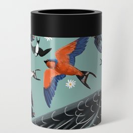 Swallows Martins and Swift pattern Turquoise Can Cooler
