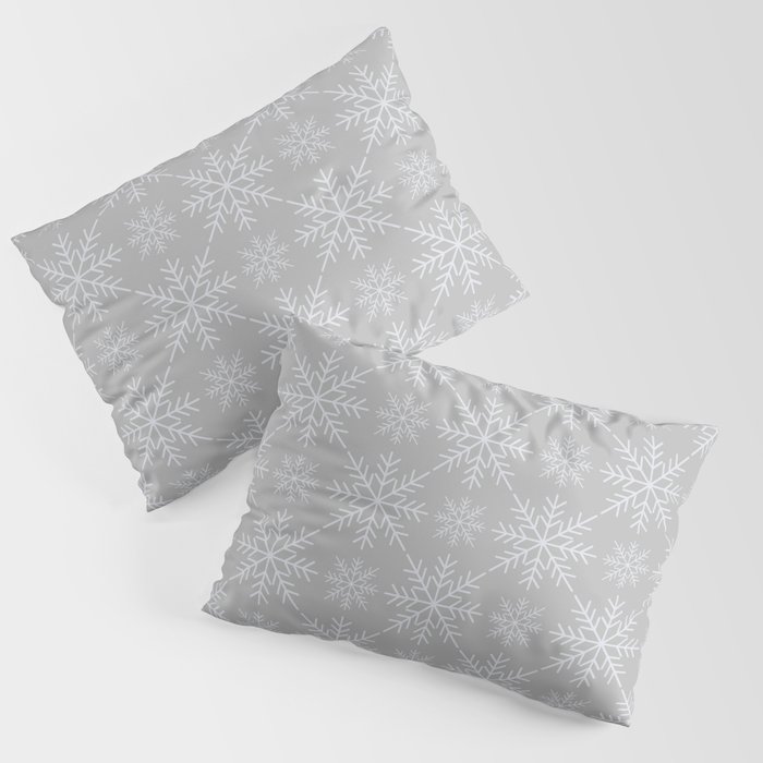 Snowflakes on Gray Pillow Sham