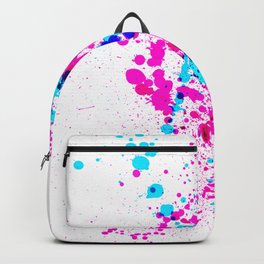 Energetic Expressive Hot Pink Paint Splatter Backpack | Action, Bright, Vivid, Dots, Paint, White, Allover, Painting, Splatter, Everywhere 
