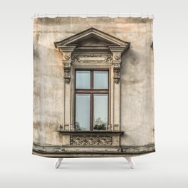 Windows -  Wall -  Architecture -  Building - Vintage -  Old - Vintage illustration. Retro décor. Shower Curtain