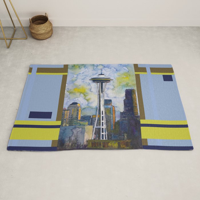Seattle Washington Fine Art Watercolor Painting Seattle Space