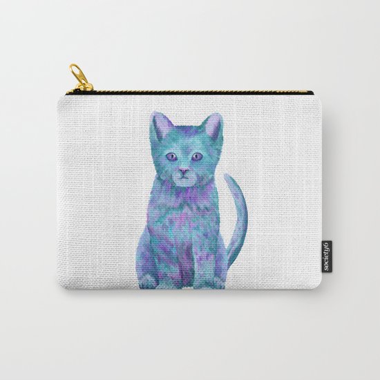 Blue Kitty Carry-All Pouch