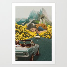 Girl on the road Art Print