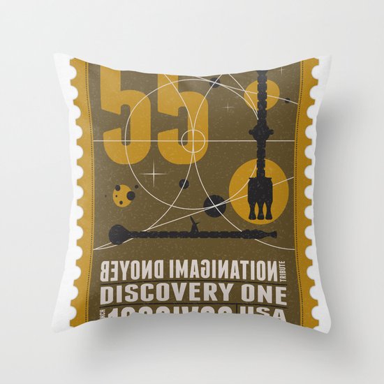 Beyond imagination: Discovery One postage stamp Throw Pillow