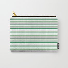[ Thumbnail: Dark Sea Green, Light Grey, Sea Green & White Colored Lines Pattern Carry-All Pouch ]