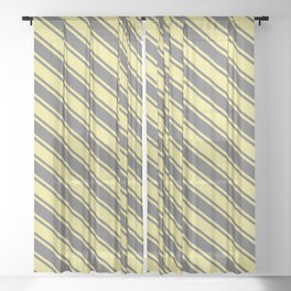 [ Thumbnail: Tan & Dim Grey Colored Lines Pattern Sheer Curtain ]