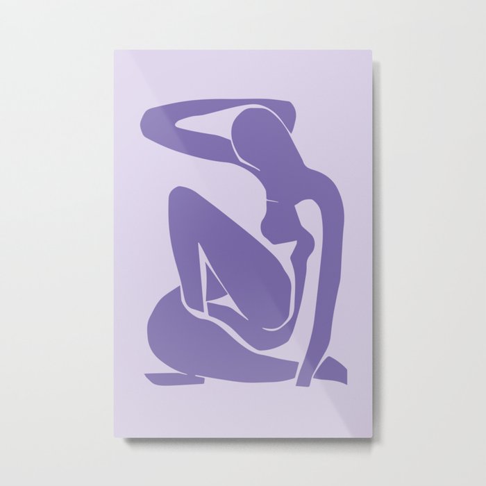 Purple Matisse Woman, Blue Matisse Woman Abstract Nude in Purple Metal Print