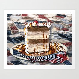 Have Your Cake And Eat It Too Art Print | Black And White, Foodie, Scary, Cake, Blood, Pop Art, Frosting, Surreal, Eat, Plate 
