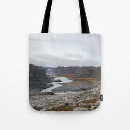Kingdom of Stone - River and Gorge Downstream of Dettifoss Waterfall, Iceland Tote Bag