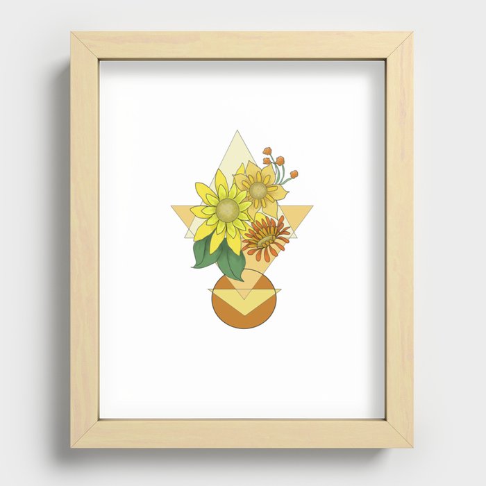 Geometric Sunflowers Recessed Framed Print