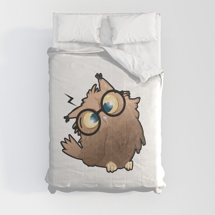 Cute Magical Owl with Eyeglasses Comforter