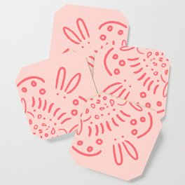 Pink Circular Bunny Rabbit Ears Coaster