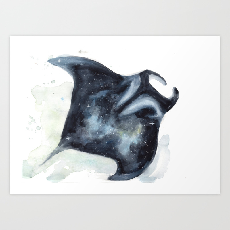 Galactic Manta Ray Art Print By Threeleaves Artwork Society6