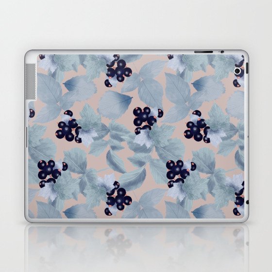 Blueberries Pattern with leaves Laptop & iPad Skin