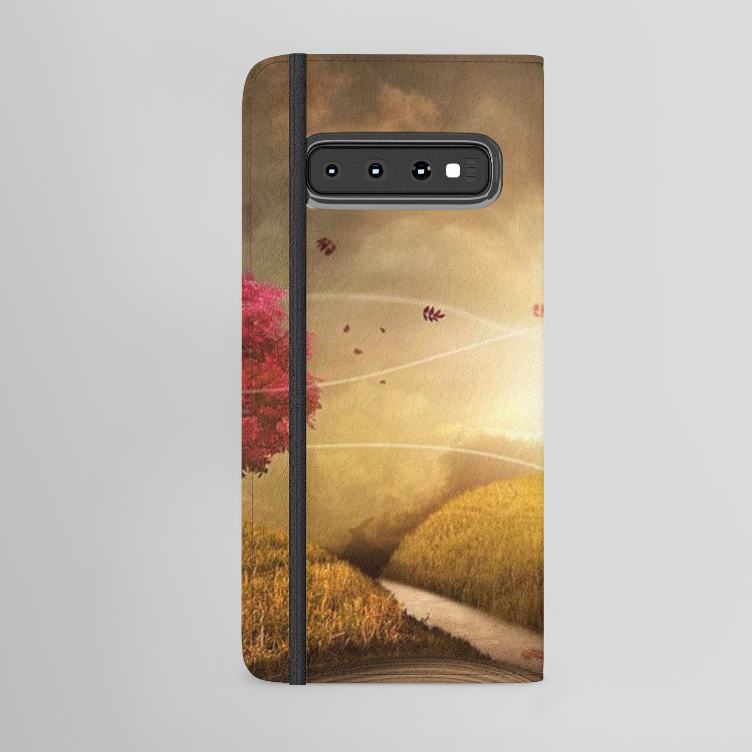 Girl With Balloons At Sunset Atop Open Book Magical Realism Portrait Painting Android Wallet Case By Jeanpaul Ferro Society6
