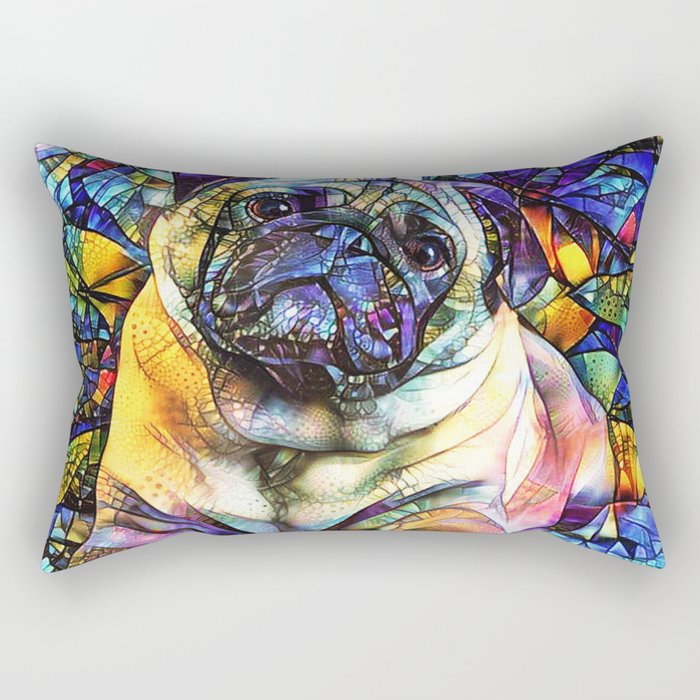 Pug Dog Glass Color PAINT Rectangular Pillow