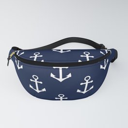 Navy Blue Nautical Anchor Pattern Fanny Pack