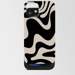 Retro Liquid Swirl Abstract in Black and Almond Cream 2 iPhone Card Case