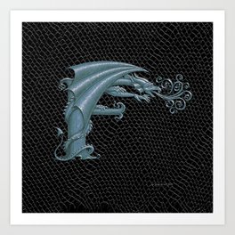 Dragon Letter F, from Dracoserific, a font full of Dragons. Art Print