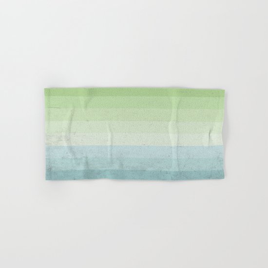 Fresh Cyan Lime Stripes Hand & Bath Towel