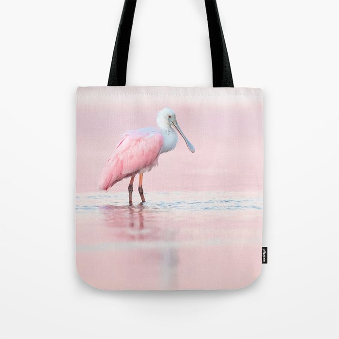 Roseate Spoonbill in Pink Water Tote Bag