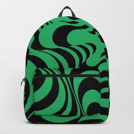 Abstract Groovy Retro Liquid Swirl in Black Green Backpack