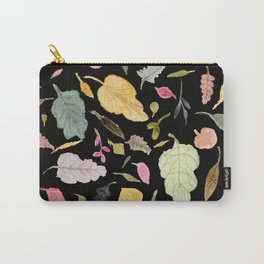 Mini leaves - fall leaves black background square Carry-All Pouch