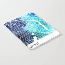 Minneapolis Minnesota Map Navy Blue Turquoise Watercolor USA States Map Notebook