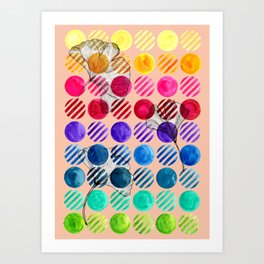 Gingko Rainbow Circles Art Print