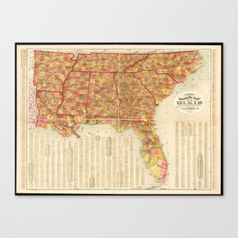 Garrison's map of Dixie (1909) Canvas Print