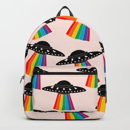 Cute UFO Backpack | Pink, Ufoprint, Kitsch, Graphicdesign, Extraterrestrial, Flyingobject, Ufo, Alienslovergift, Curated, Flyingsaucer 
