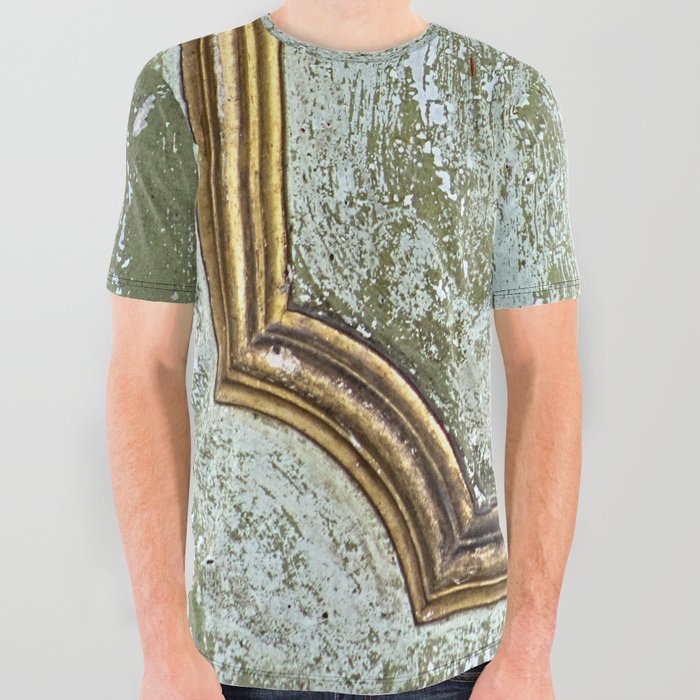 Old Weathered Wooden Painted Door Detail All Over Graphic Tee