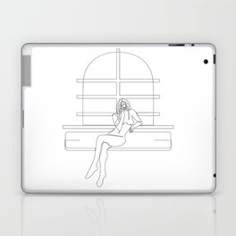 "Nudes by the Window" - Single Line Drawing of Nude Woman with Camera Laptop & iPad Skin