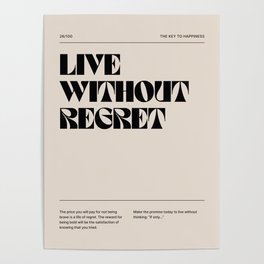 Live Without Regret Motivational Poster Quote Poster